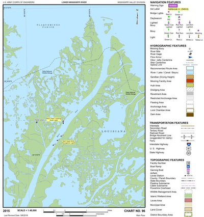 US Army Corps of Engineers Lower Mississippi Chart 96 - Main Pass digital map