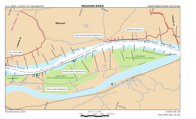 Lower Missouri, River Mile 130.1 to 135 Map by US Army Corps of ...