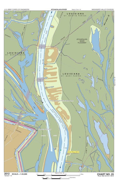 US Army Corps of Engineers - New Orleans Chart 25 - Grand Lake at Atchafalaya Basin Main Channel River Miles 94.8 to 100.8 digital map
