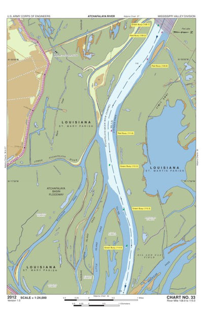 US Army Corps of Engineers - New Orleans Chart 33 - Lower Atchafalaya River Miles 108.9 to 115.0 digital map