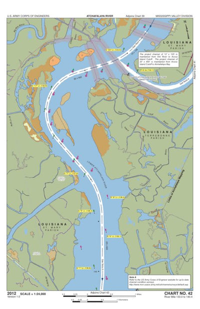 US Army Corps of Engineers - New Orleans Chart 42 - Lower Atchafalaya River Miles 133.0 to 140.4 digital map