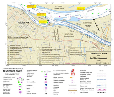 US Army Corps of Engineers Tennessee River Chart 1 - Paducah, KY and Clarks River digital map