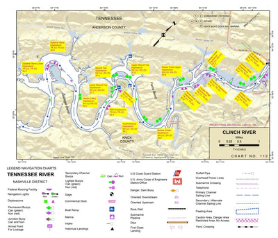 US Army Corps of Engineers Tennessee River Chart 110 - Clinch River digital map