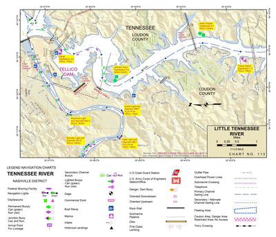 US Army Corps of Engineers Tennessee River Chart 113 - Tellico Dam digital map