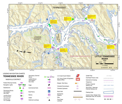 US Army Corps of Engineers Tennessee River Chart 114 - Bat Creek digital map