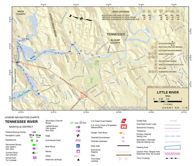 US Army Corps of Engineers Tennessee River Chart 118 - Little River digital map