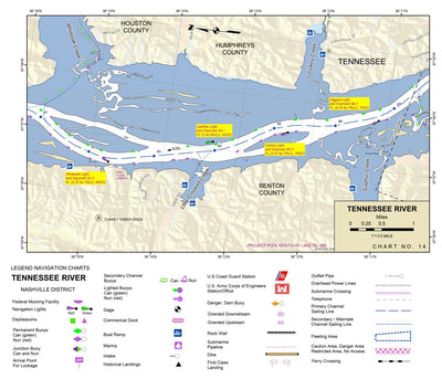 US Army Corps of Engineers Tennessee River Chart 14 - Turkey Creek; Whiteoak Creek; Sulpher Creek digital map