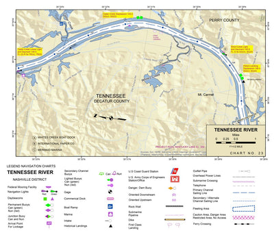 US Army Corps of Engineers Tennessee River Chart 23 - Cedar Creek digital map