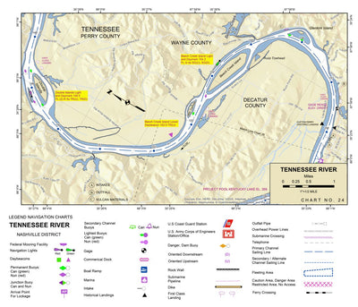 US Army Corps of Engineers Tennessee River Chart 24 - Double Creek Island, Beech Creek Island, Clifton, TN digital map