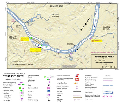 US Army Corps of Engineers Tennessee River Chart 26 - Swallow Bluff Island & Saltillo, TN digital map