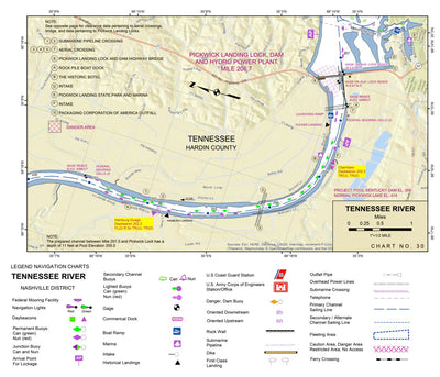 US Army Corps of Engineers Tennessee River Chart 30 - Hamburg Landing; Pickwick Landing Dam digital map