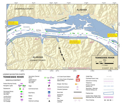 US Army Corps of Engineers Tennessee River Chart 34 - Brush Creek Island Light digital map