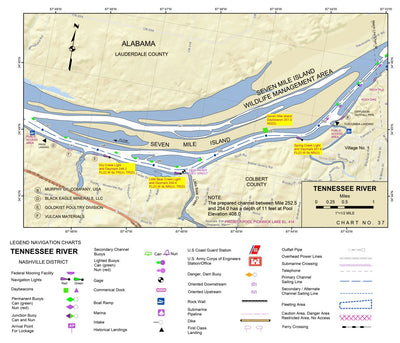 US Army Corps of Engineers Tennessee River Chart 37 - Seven Mile Island digital map