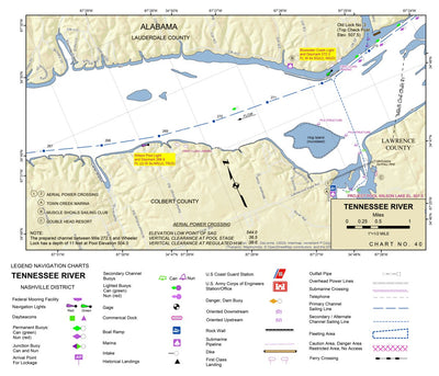 US Army Corps of Engineers Tennessee River Chart 40 - Town Creek digital map