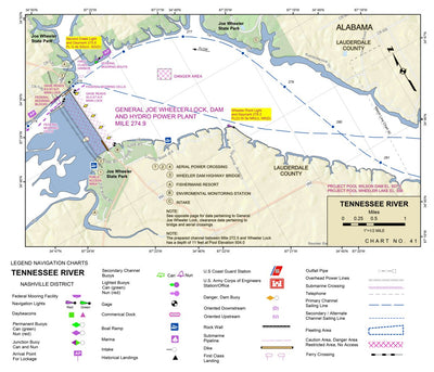 US Army Corps of Engineers Tennessee River Chart 41 - General Joe Wheeler Dam digital map