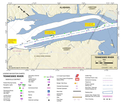 US Army Corps of Engineers Tennessee River Chart 43 - Meltons Bluff & Mallard Creek digital map