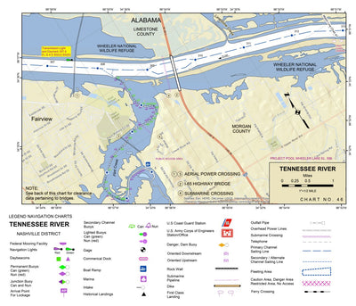 US Army Corps of Engineers Tennessee River Chart 46 - Wheeler National Wildlife Refuge digital map