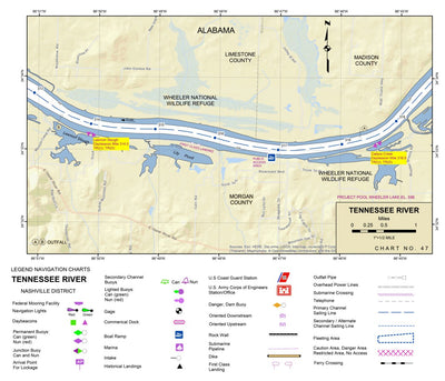 US Army Corps of Engineers Tennessee River Chart 47 - Wheeler National Wildlife Refuge digital map