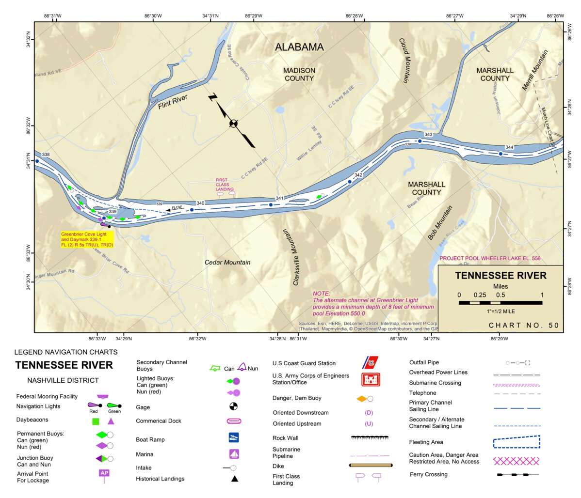 Rock Rave Map Tennessee River Chart 50 - Flint River and Paint Rock River Map by US ...