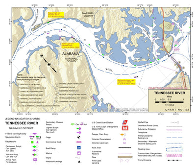 US Army Corps of Engineers Tennessee River Chart 52 - Guntersville, AL digital map