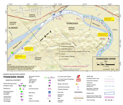 US Army Corps of Engineers Tennessee River Chart 62 - South Pittsburg, TN digital map