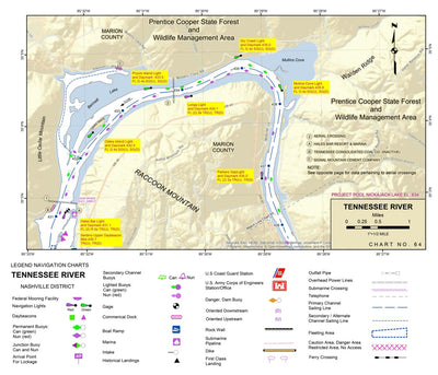 US Army Corps of Engineers Tennessee River Chart 64 - Mullins Cove digital map