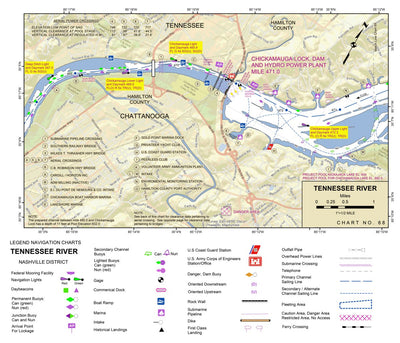 US Army Corps of Engineers Tennessee River Chart 68 - Chickamauga Dam & US Coast Guard Station digital map