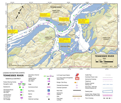 US Army Corps of Engineers Tennessee River Chart 69 - Harrison Bay digital map