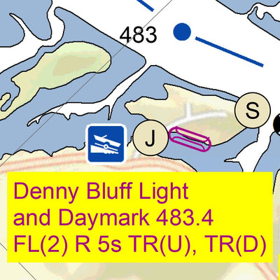 US Army Corps of Engineers Tennessee River Chart 70 - Gann Bluff; Denny Bluff digital map