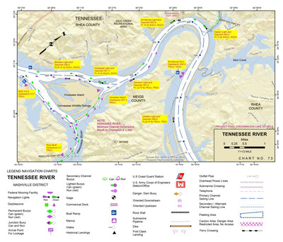 US Army Corps of Engineers Tennessee River Chart 73 - Hiwassee River digital map