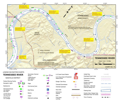 US Army Corps of Engineers Tennessee River Chart 75 - Washington Ferry & Breedenton digital map