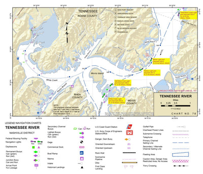 US Army Corps of Engineers Tennessee River Chart 78 - Half Moon Cutoff digital map