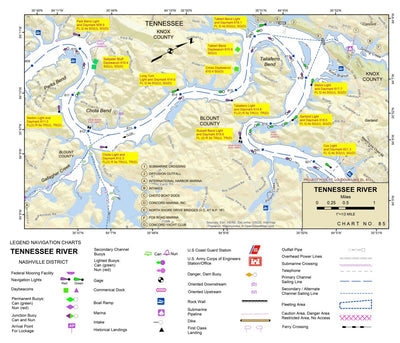 US Army Corps of Engineers Tennessee River Chart 85 - Callager Creek & Concord, TN digital map