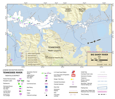 US Army Corps of Engineers Tennessee River Chart 91 - Big Sandy River digital map