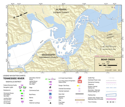 US Army Corps of Engineers Tennessee River Chart 95 - Bear Creek digital map