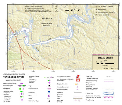 US Army Corps of Engineers Tennessee River Chart 96 - Shoal Creek digital map