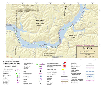 US Army Corps of Engineers Tennessee River Chart 99 - Elk River digital map