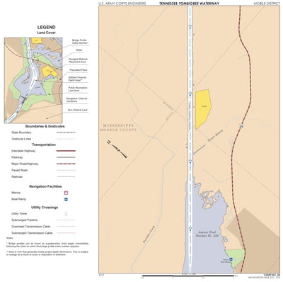 US Army Corps of Engineers Tennessee-Tombigbee Waterway Chart 20: Historic Miles 372-375 digital map