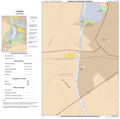 US Army Corps of Engineers Tennessee-Tombigbee Waterway Chart 21: Historic Miles 368-371 digital map