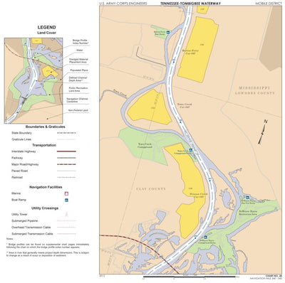 US Army Corps of Engineers Tennessee-Tombigbee Waterway Chart 28: Historic Miles 340-343 digital map