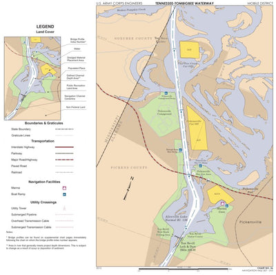 US Army Corps of Engineers Tennessee-Tombigbee Waterway Chart 36: Historic Miles 307-310 digital map