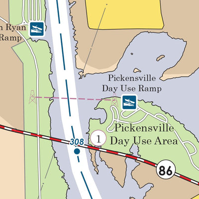 US Army Corps of Engineers Tennessee-Tombigbee Waterway Chart 36: Historic Miles 307-310 digital map