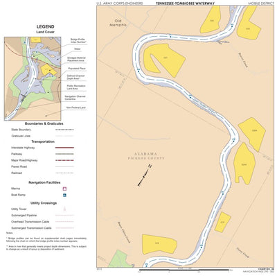 US Army Corps of Engineers Tennessee-Tombigbee Waterway Chart 38: Historic Miles 295-302 digital map
