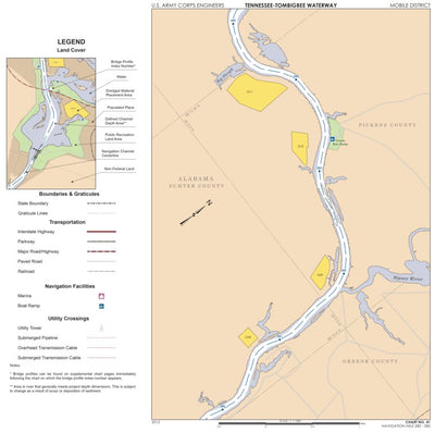 US Army Corps of Engineers Tennessee-Tombigbee Waterway Chart 41: Historic Miles 281-285 digital map