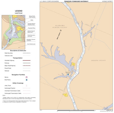 US Army Corps of Engineers Tennessee-Tombigbee Waterway Chart 54: Historic Miles 218-222 digital map