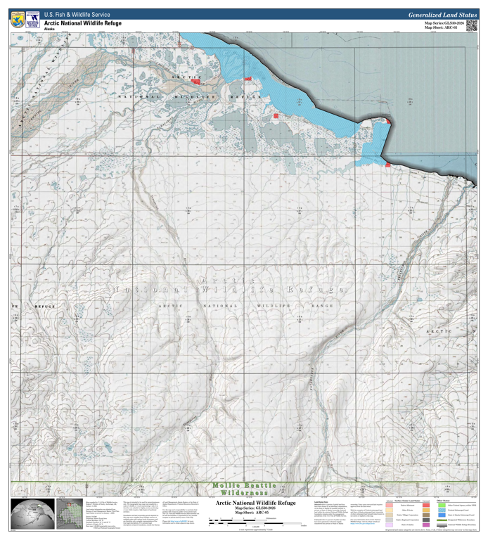 Us$73 Map Arctic NWR (ARC-05 - #5 of 73) Map by U.S. Fish & Wildlife Service ...