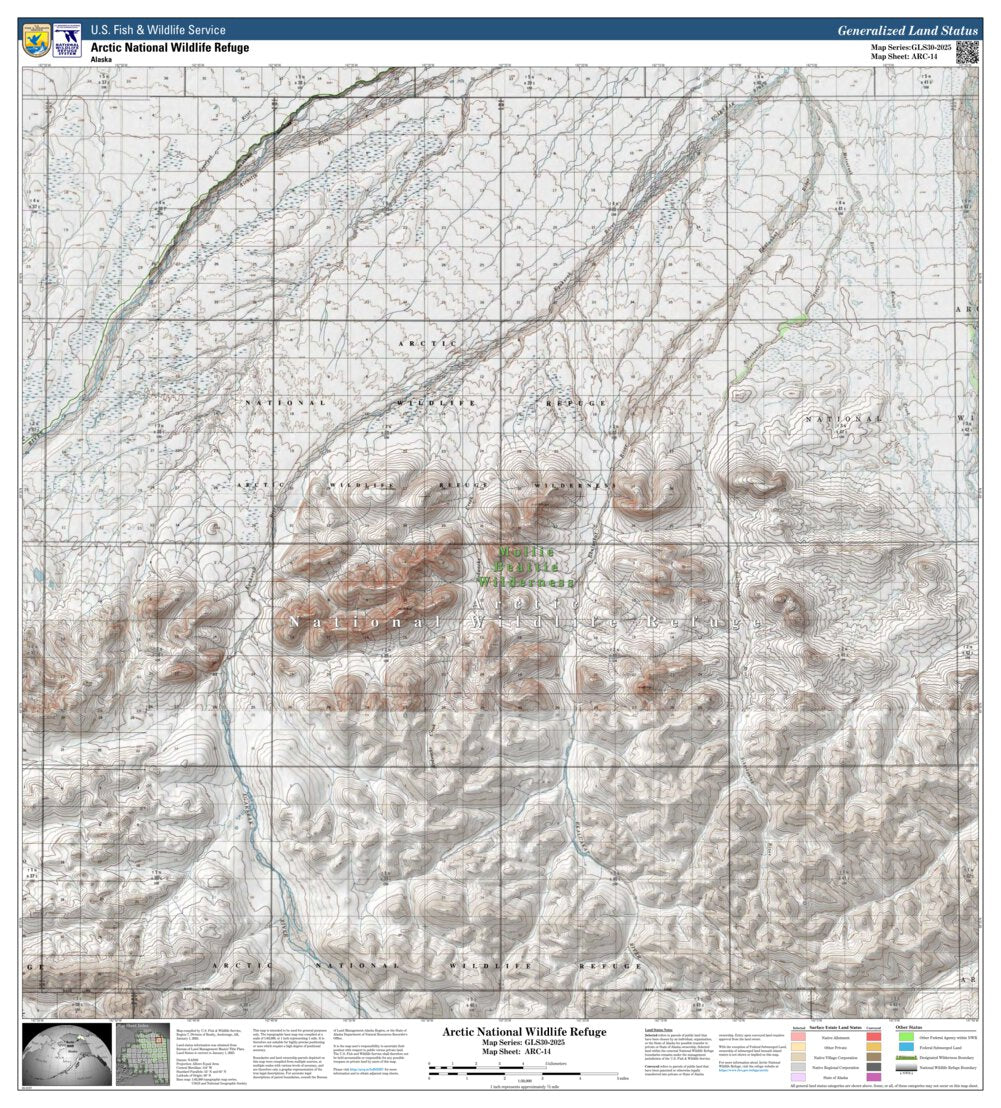 Us$73 Map Arctic NWR (ARC-14 - #14 of 73) Map by U.S. Fish & Wildlife Service ...
