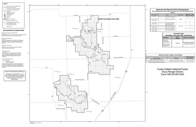 Custer Gallatin NF - Sioux Ranger District - Cave Hills MVUM 2025 Preview 1
