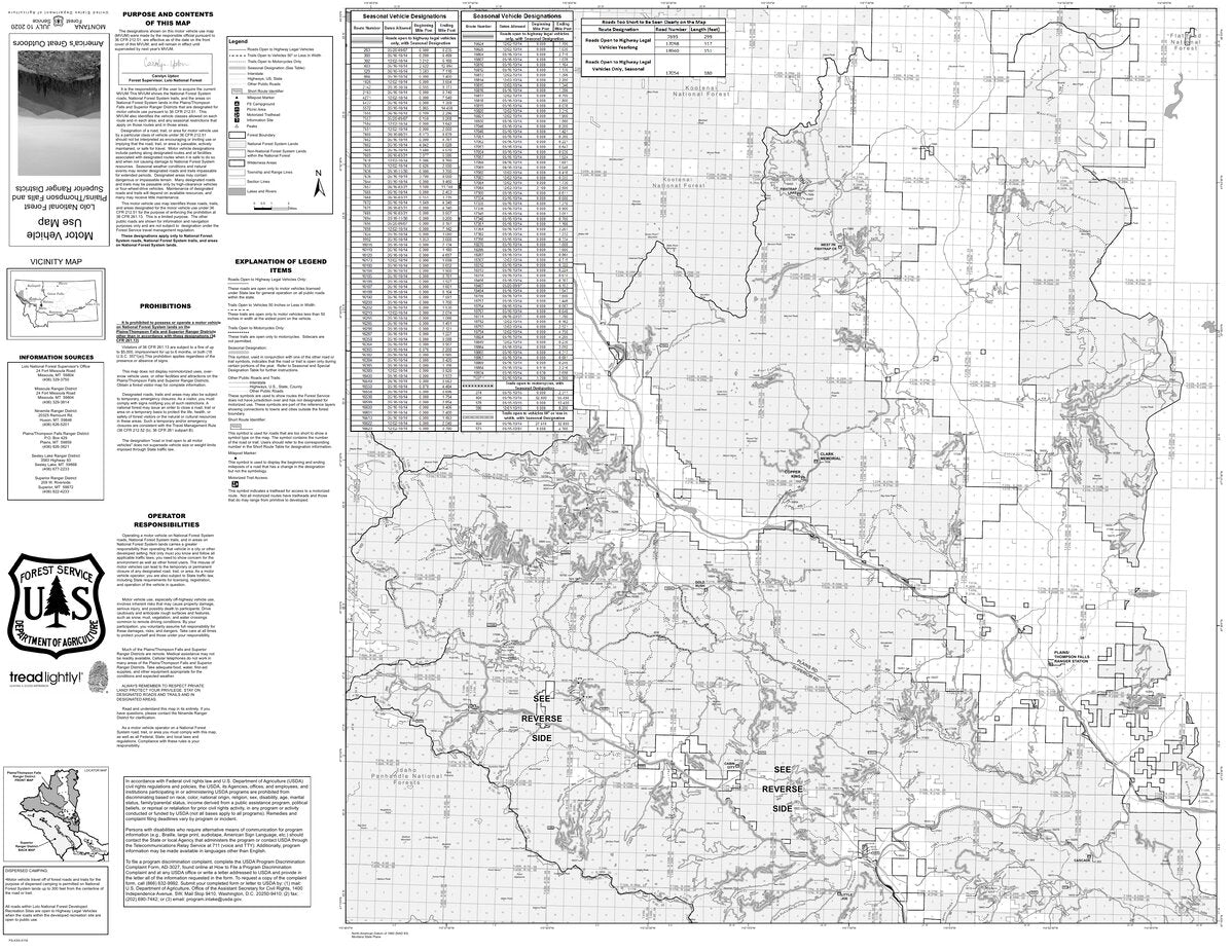 Lolo NF - Plains/Thompson Falls & Superior Ranger District MVUM