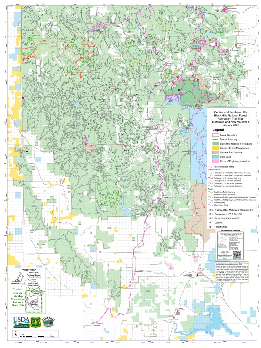 Black Hills NF - South Central (South Dakota) - Recreation Map by US ...